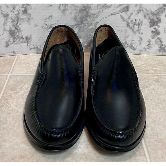 VTG Biltrite Crown Handsewn Leather Dress Loafers Mens 9.5B Black Corp Wedding - Picture 4 of 10